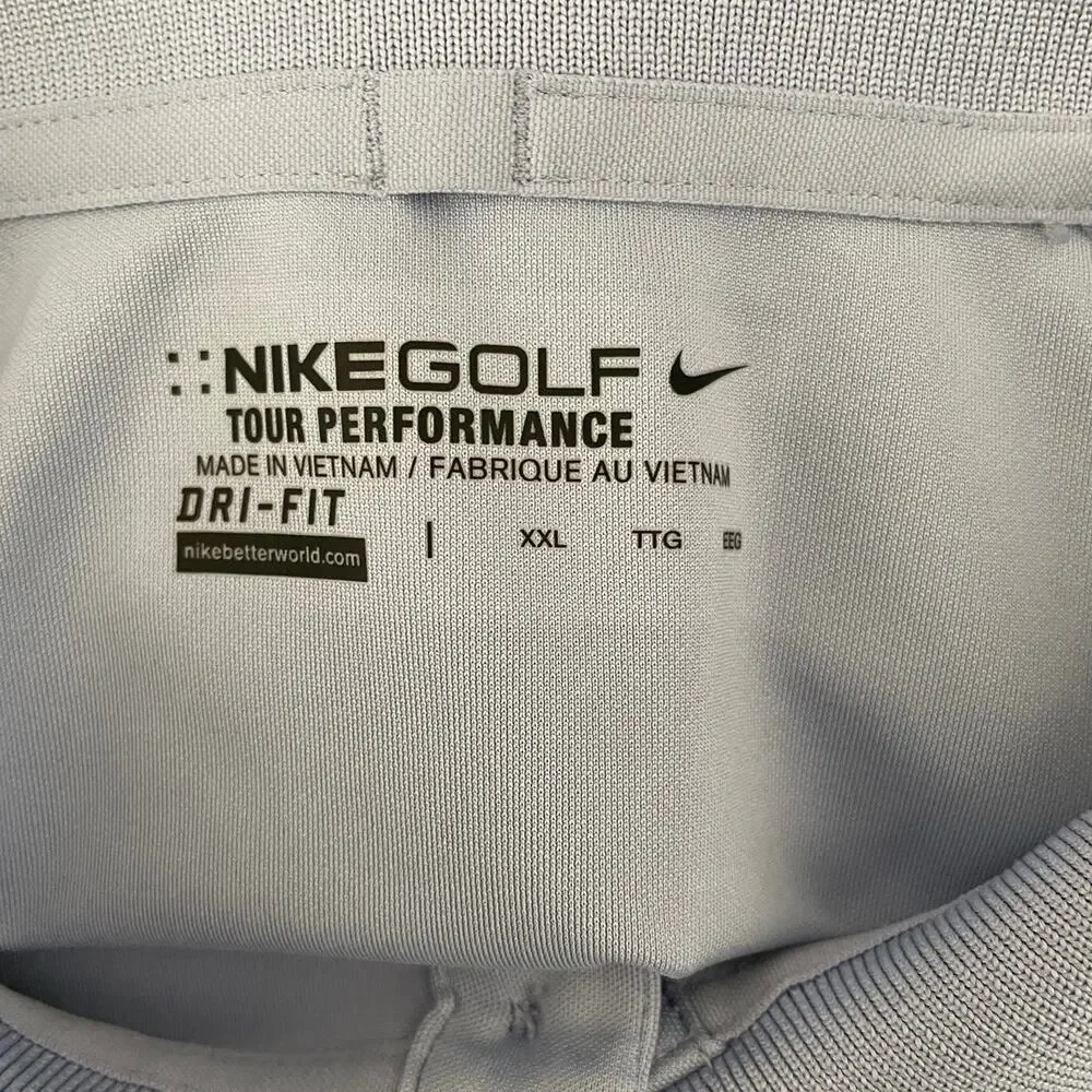 Nike Golf Mens Polo Tour Performance XXL Blue Striped The Players Leisure Comfy - Picture 2 of 11